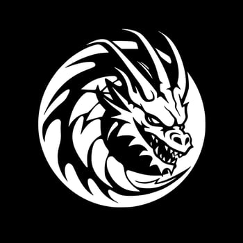 Dragon - Black and White Isolated Icon - Vector illustration