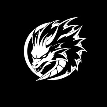 Dragon, Black and White Vector illustration