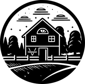 Farmhouse - Black and White Isolated Icon - Vector illustration