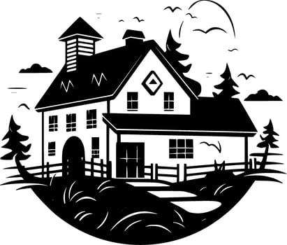Farmhouse - Minimalist and Flat Logo - Vector illustration
