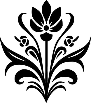 Flower, Black and White Vector illustration