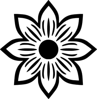 Flower - Black and White Isolated Icon - Vector illustration