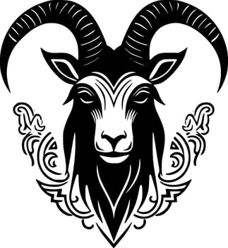 Goat, Black and White Vector illustration