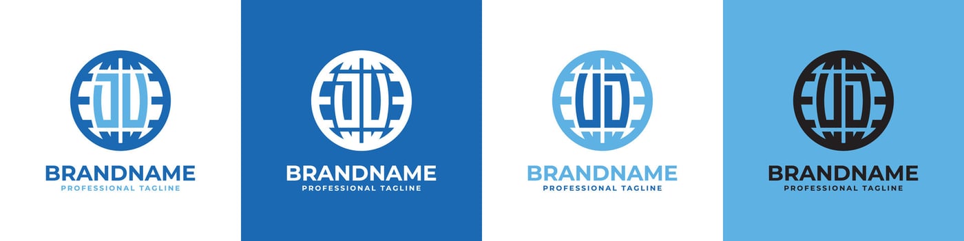 Letter DU and UD Globe Logo Set, suitable for any business with DU or UD initials. vector