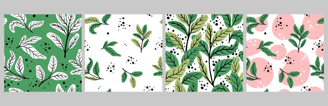 Seamless plant pattern with plants. Natural ornament of mint leaves. Design for fabric, paper vector