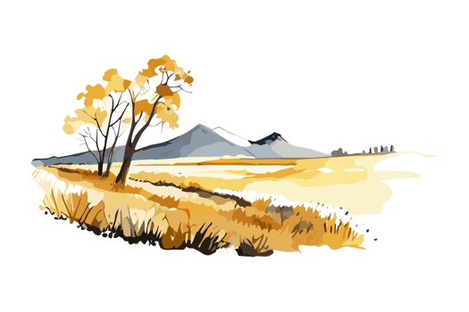 Watercolor golden field with crops on transparent background, PNG. Hand-drawn golden agriculture, cultivation, countryside landscape field for t-shirts, book covers, and print media decorations png