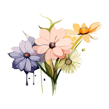 Watercolor violet or purple flowers painting collection, transparent background, PNG. Hand-drawn vintage retro flowers illustration for t-shirts, book covers, and print media decorations png