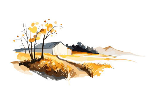 Watercolor golden field with crops on transparent background, PNG. Hand-drawn golden agriculture, cultivation, countryside landscape field for t-shirts, book covers, and print media decorations png