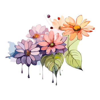 Watercolor violet or purple flowers painting collection, transparent background, PNG. Hand-drawn vintage retro flowers illustration for t-shirts, book covers, and print media decorations png