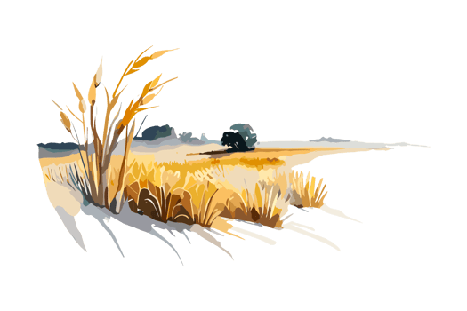 Watercolor golden field with crops on transparent background, PNG. Hand-drawn golden agriculture, cultivation, countryside landscape field for t-shirts, book covers, and print media decorations png