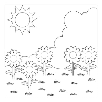 Coloring book with flower. Summers coloring book for kids. Vector black line illustration.