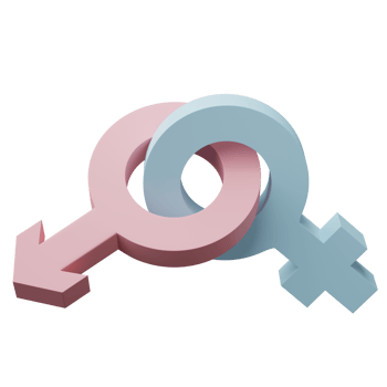 3D rendering, illustration. Gender sign, woman and men sex symbol on transparent background. png