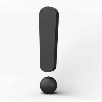 3D Exclamation mark symbol, caution sign icon isolated on transparent background png file.
