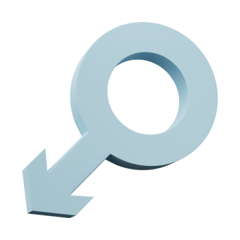 3D rendering, illustration. Blue male gender sign, man sex symbol on transparent background. png