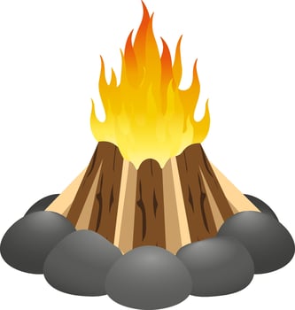 bonfire with stone illustration vector