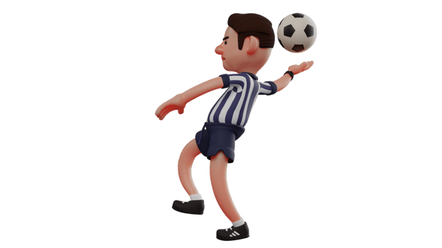 3D illustration. Great Referee 3D Cartoon Character. The referee throws into the field. The referee throws the ball that has gone out of the field. The referee led the game well. 3D Cartoon Character png