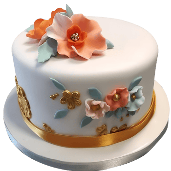 Delicious decorated fondant cake on transparent background png