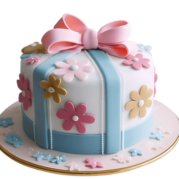 Delicious decorated fondant cake on transparent background png