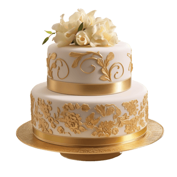 Delicious decorated fondant cake on transparent background png
