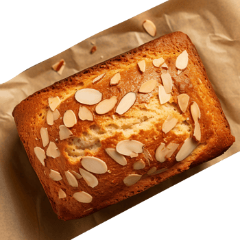 Freshly baked almond bread loaf isolated on transparent background png