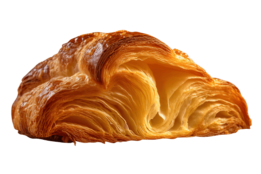 Freshly baked crusty croissants isolated on transparent background png