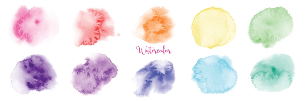 Hand drawn rainbow watercolor paint brush set vector