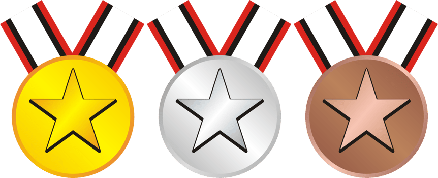 champion medal design with sparkling stars png