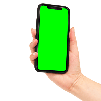 and shows mobile smartphone with green screen in vertical position png
