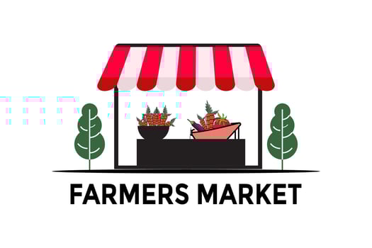 Farmer's market banner. Local farming. Eco, fresh products, certified logo marks for organic farming, food stores, healthy fresh products. Design illustration of agricultural background vector