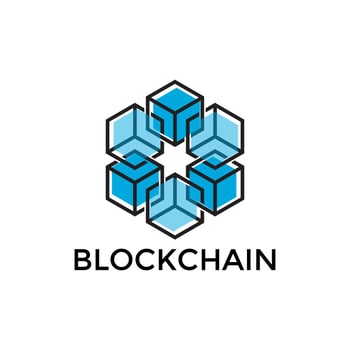 Blockchain icon design, cryptocurrency, vector digital logo