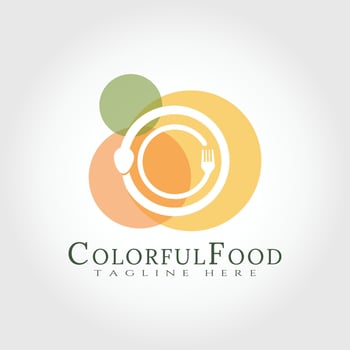 Food logo, colorful fork and spoons icon concept -vector vector