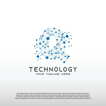 Technology logo with initial Q letter, network icon -vector vector