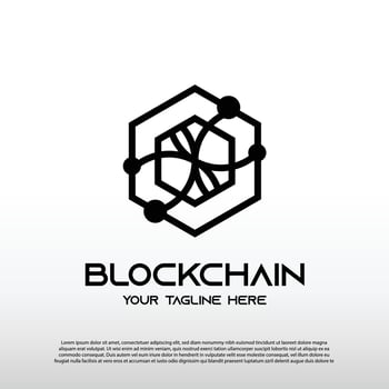 Blockchain logo with line art concept. future technology sign or symbol. cryptocurrency -vector vector