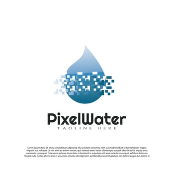 Pixel water logo with digital pixel concept. future Technology icon -vector vector