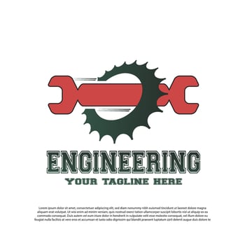 engineering logo with gear and wrench concept. mechanic sign or symbol. technology icon -vector vector