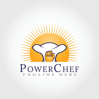 Food logo, power chef icon concept -vector vector