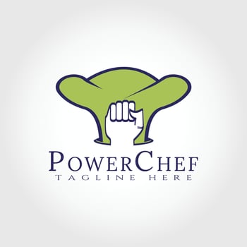 Food logo, power chef icon concept -vector vector