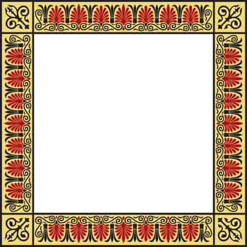 Vector colored square classical Greek ornament. European ornament. Border, frame Ancient Greece, Roman Empire