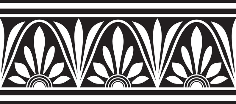 Vector monochrome black seamless classical Greek meander ornament. Pattern of ancient Greece. Border, frame of the Roman Empire