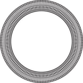 Vector black monochrome round classic greek meander ornament. Pattern, circle of Ancient Greece. Border, frame, ring of the Roman Empire