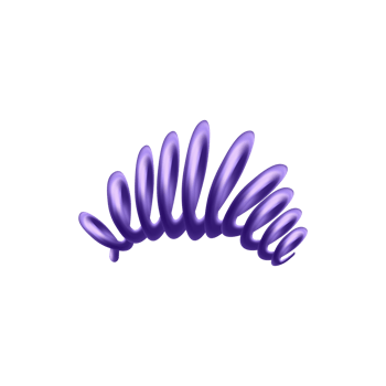 Extended plastic or rubber spring 3D object. Purple rubber spiral wire cord, telephone like, realistic 3D model. png