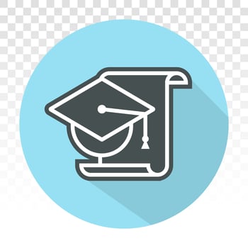Graduation hat cap or mortarboard flat icon vector