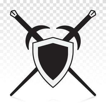 Sword and shield or crossed sword sheath in the shield - flat vector icons for apps and websites