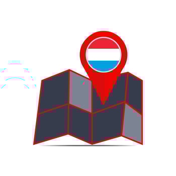 Luxembourg map icon with country flags vector
