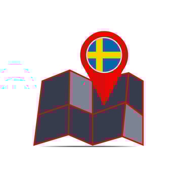 Swedish map icon with country flags vector