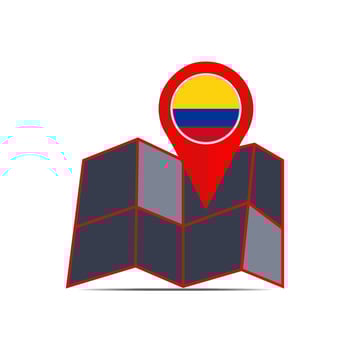 Map of Colombia map is isolated by country flag vector