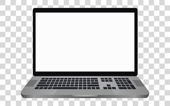 Laptop with a blank screen with a white background. mockups template design, vector illustration elements.