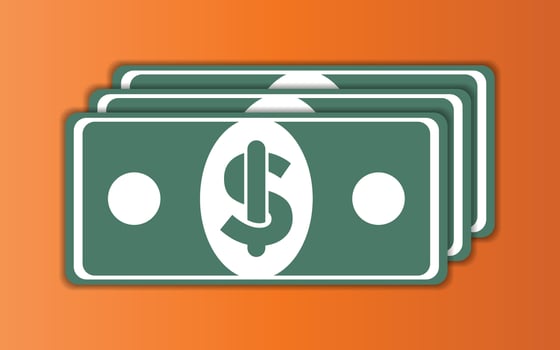 Illustration of a dollar banknote with a yellow background vector