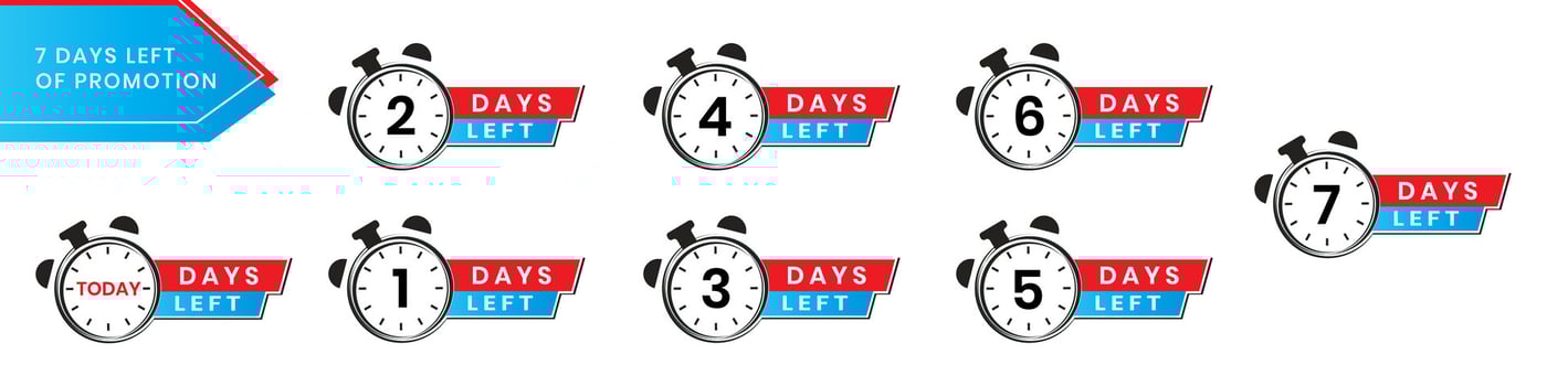 Time icon with a white background, Clock symbol, Stopwatch sign, Day left promotion. vector illustration element