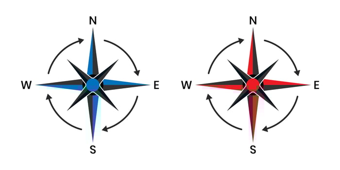 Compass pointer icon with white background, Direction, map navigation symbol. vector